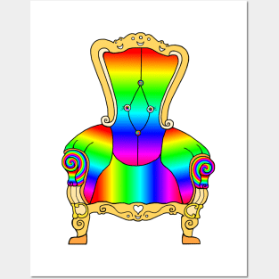 Colorful Rainbow Victorian Cheerful Chair Posters and Art